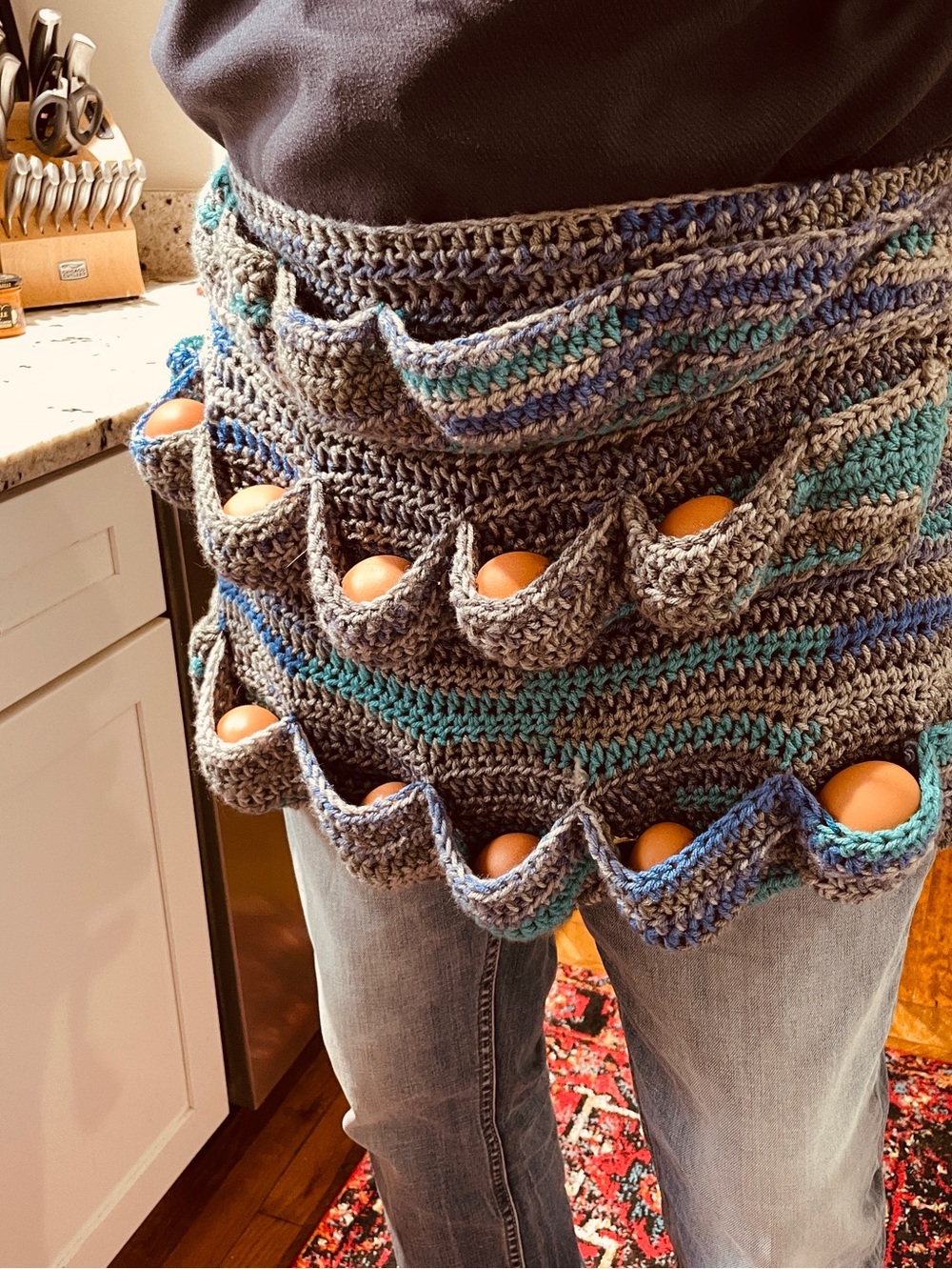 Handmade Crochet Egg Gathering Apron Farmhouse Chicken Coop Apron Cottagecore